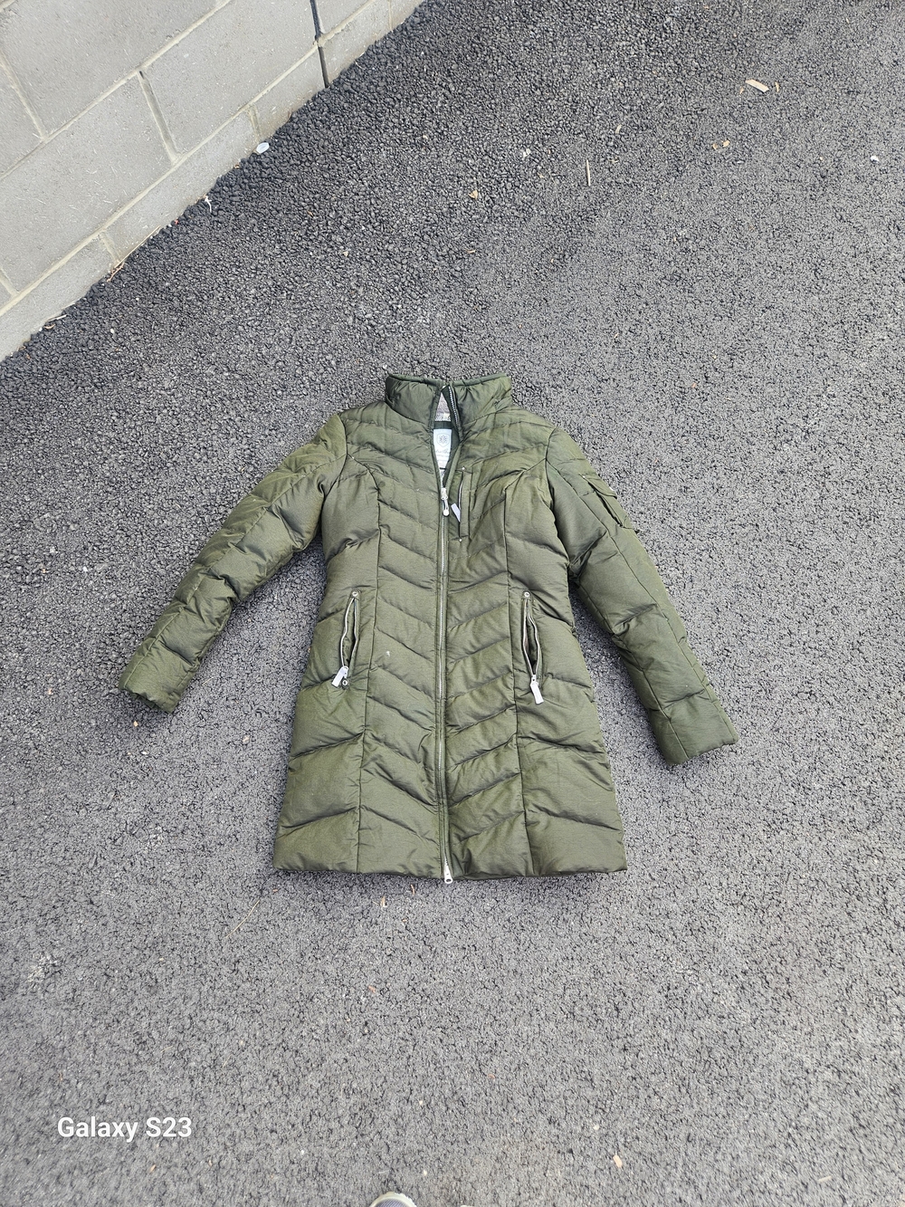 Eddie Bauer Women’s S EB550 Goose Down Long Puffer Coat Olive Green Quilted